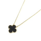 18K Yellow Gold and Onyx Vintage Alhambra Pendant Necklace Gold - Lab Luxury Resale
