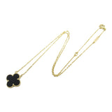 18K Yellow Gold and Onyx Vintage Alhambra Pendant Necklace Gold - Lab Luxury Resale