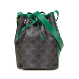 Celine Small Triomphe Coated Canvas Drawstring Bucket Bag