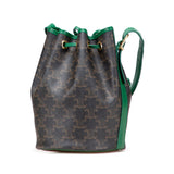 Small Triomphe Coated Canvas Drawstring Bucket Bag Brown - Lab Luxury Resale