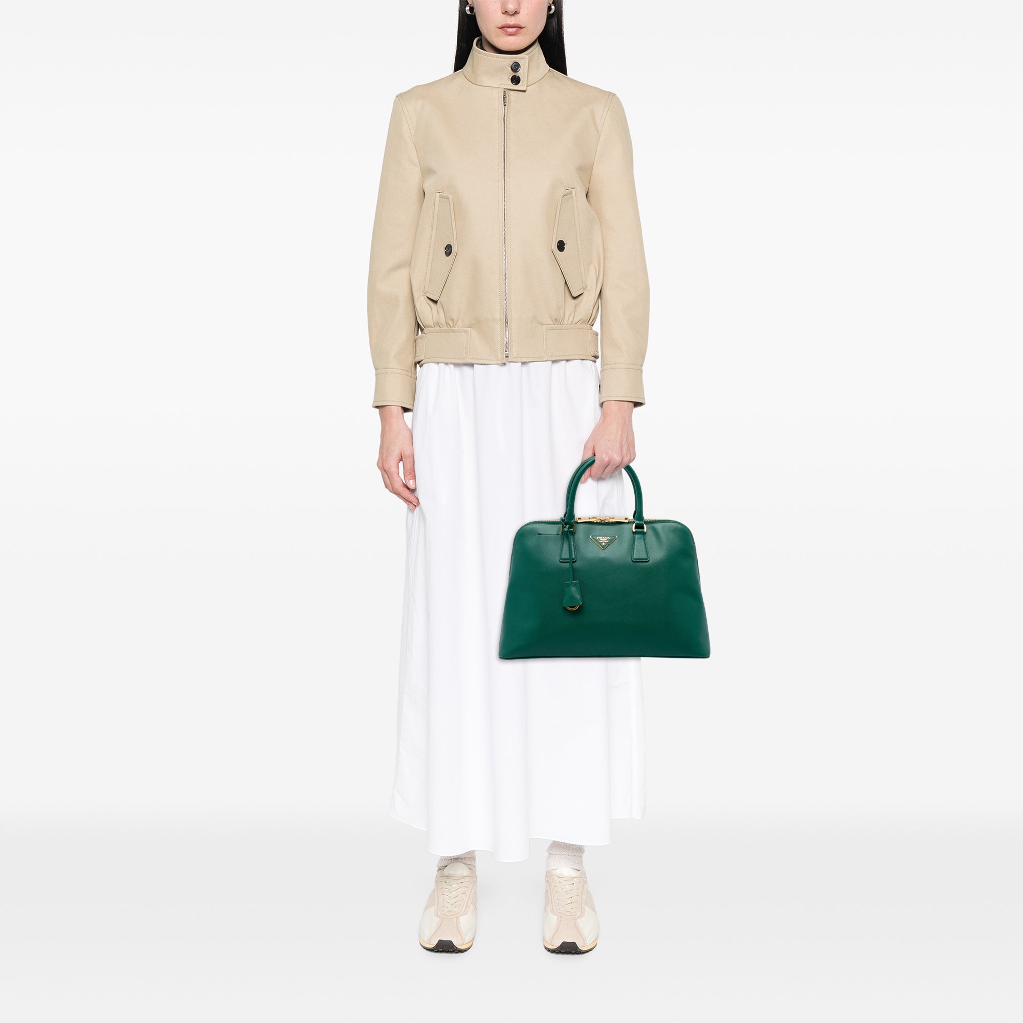 Large Saffiano Lux Promenade Satchel Green - Lab Luxury Resale