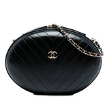 Chevron Stitched Calfskin La Pausa Evening Bag Black - Lab Luxury Resale