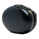 Chevron Stitched Calfskin La Pausa Evening Bag Black - Lab Luxury Resale
