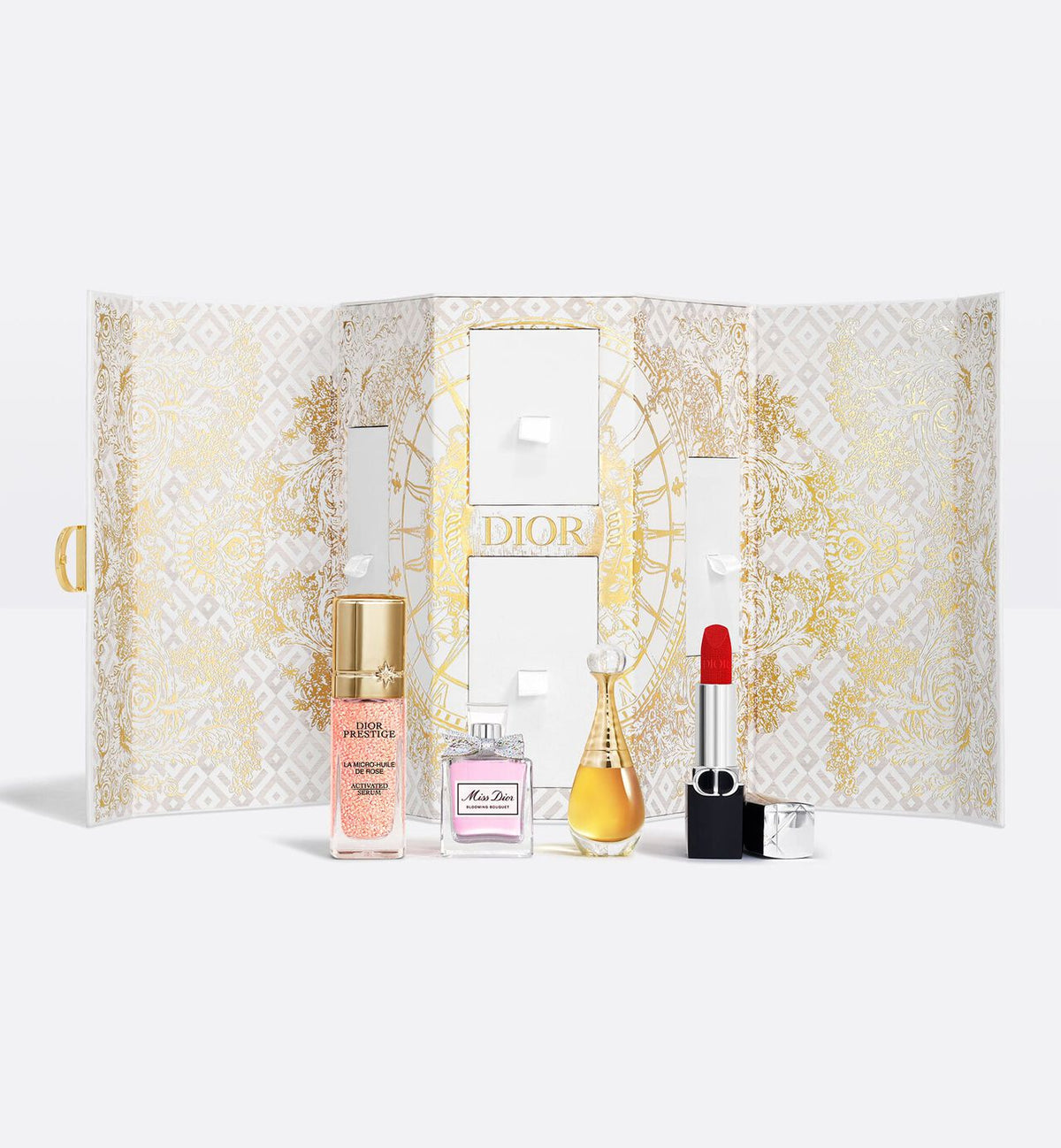 Dior Le Mini 30 Montaigne gift set with beauty products in packaging, featuring Dior branding and elegant design.