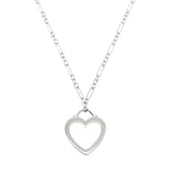 18K White Gold Sentimental Heart Pendant Necklace Silver - Lab Luxury Resale