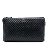 CC Chevron Caviar Zip Clutch Black - Lab Luxury Resale