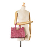 Raffia Studio Basket Top Handle Bag Pink - Lab Luxury Resale