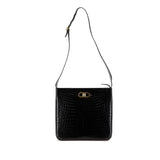 Croc Embossed Leather Gancini Crossbody Black - Lab Luxury Resale
