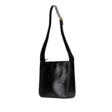 Croc Embossed Leather Gancini Crossbody Black - Lab Luxury Resale