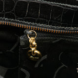 Croc Embossed Leather Gancini Crossbody Black - Lab Luxury Resale