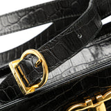 Croc Embossed Leather Gancini Crossbody Black - Lab Luxury Resale