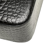 Croc Embossed Leather Gancini Crossbody Black - Lab Luxury Resale