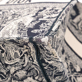Large Canvas Toile de Jouy Reverse Embroidered Book Tote Blue - Lab Luxury Resale
