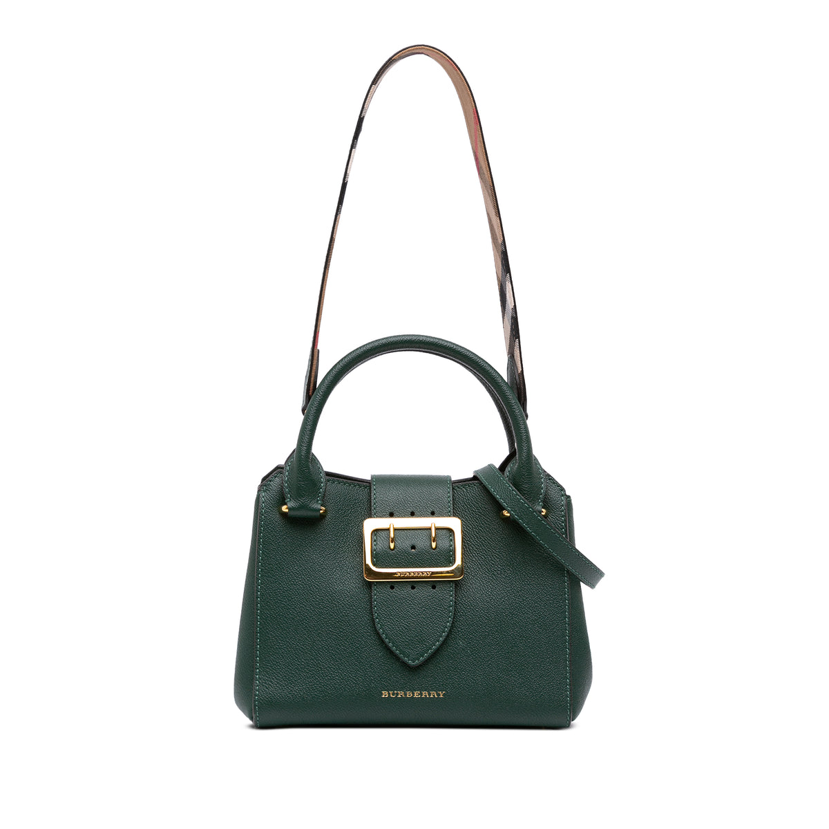Small Grained Calfskin Buckle Tote Green - Lab Luxury Resale