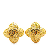 Gold Plated CC Clover Clip On Earrings Gold - Lab Luxury Resale