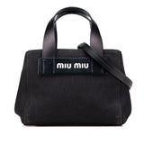 Small Canapa Canvas and leather Logo Satchel Black - Lab Luxury Resale