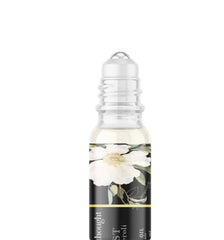 A Pleasant Thought Ghost perfume oil bottle with silk and neroli scent, 15ml, featuring a sleek glass container with a minimalist label.