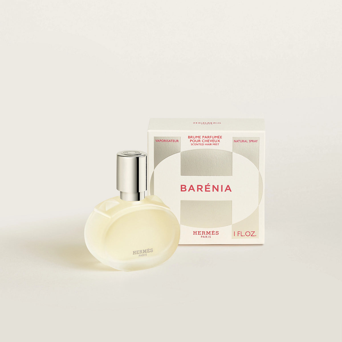 Hermès Barénia perfumed hair mist in 30ml bottle, featuring elegant packaging and a luxurious fragrance.