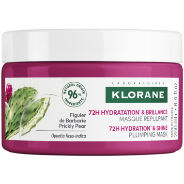 Klorane Hair Mask with Prickly Pear in 250ml jar, featuring creamy texture and natural ingredients for hair nourishment.