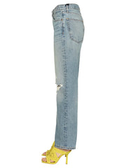 Re/Done 90s high-rise ankle crop jeans in size 28, showcasing a dark wash denim with a fitted high waist and cropped length.