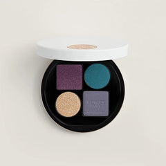 Hermès Ombres d'Hermès limited edition eye shadow quartet with four shades, optical design, new in box, beauty makeup product.