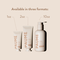 PAUME Probiotic Hand Balm in a sleek jar, showing creamy texture and soft, healthy-looking hands, emphasizing skincare and hydration.