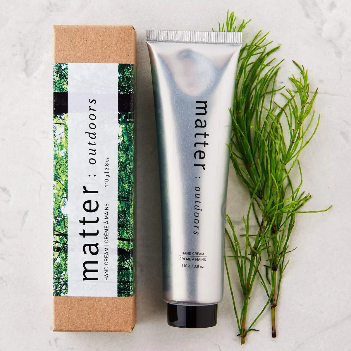 Matter Outdoors Hand Cream 3.8oz in box, featuring nourishing formula for soft, moisturized hands in a sleek packaging.