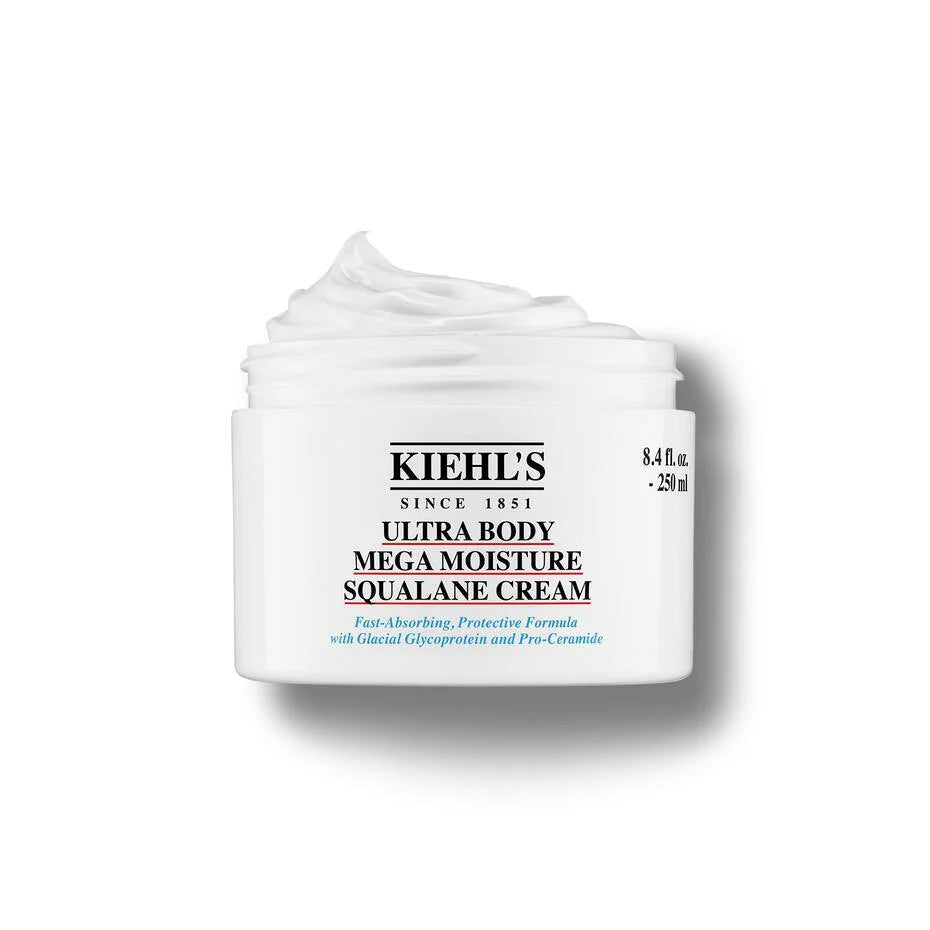 Kiehl's Ultra Body Mega Moisture Squalane Cream 250ml, creamy moisturizer for smooth, hydrated skin