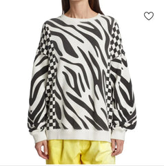 R13 Black & White Tiger & Checker Sweatshirt OS