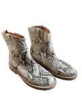 Maison Martin Margiela snakeskin ankle boots in size 35.5, featuring textured snakeskin material and a sleek ankle boot design.