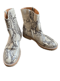 Maison Martin Margiela snakeskin ankle boots in size 35.5, featuring a sleek design and textured snakeskin material.