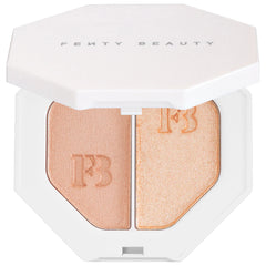 Fenty Beauty Killawatt Freestyle Highlighter Duo in various shades, featuring shimmering powder highlighters in sleek packaging.