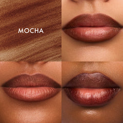 Summer Fridays Flushed Lip Stain in mocha shade, long-lasting 12-hour lip tint with a natural, smooth finish.
