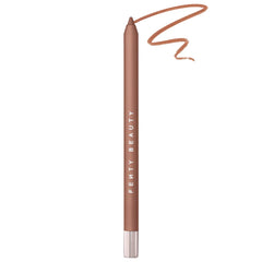 Fenty Beauty Trace'd Out Longwear Waterproof Lip Liner in peanut shade, showcasing a sleek pencil with sharpened tip and packaging.