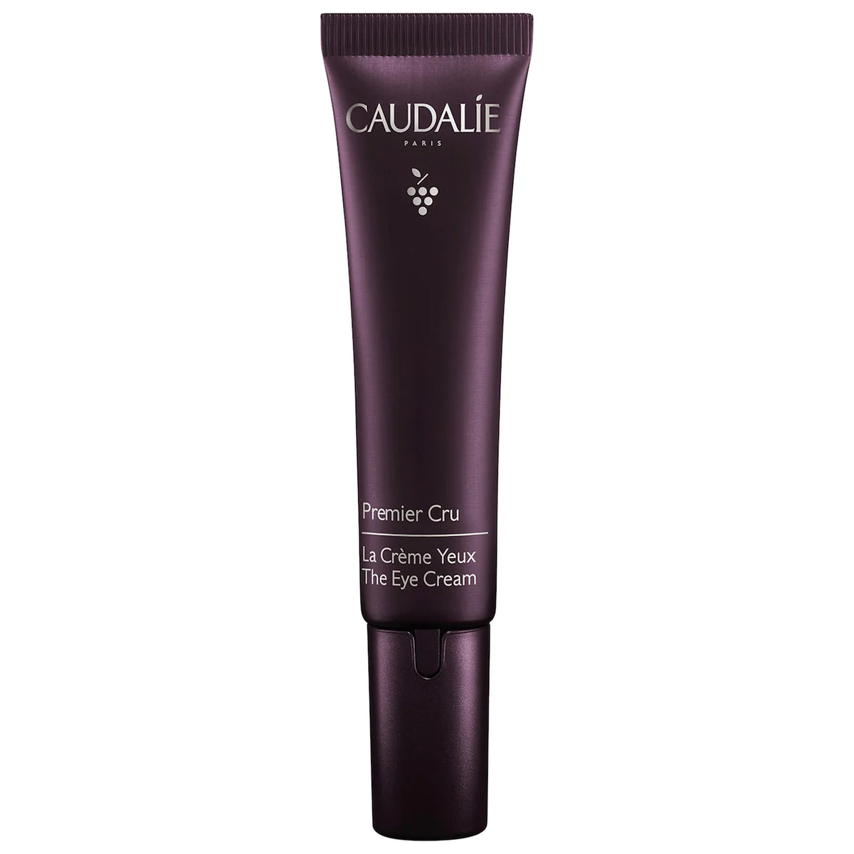 Caudalie Premier Cru Anti-Aging Eye Cream jar showing the elegant 15ml container for fine lines and wrinkles.