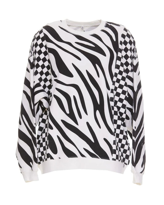 R13 Black & White Tiger & Checker Sweatshirt OS