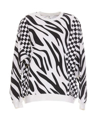 R13 Black & White Tiger & Checker Sweatshirt OS