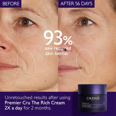 Caudalie Premier Cru The Rich Cream 50ml jar showing luxurious, creamy skincare product in a elegant container.