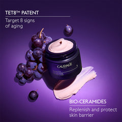 Caudalie Premier Cru The Rich Cream in 50ml jar, showcasing luxurious skincare with a smooth, elegant texture.