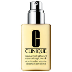 Clinique Limited-Edition Dramatically Different Lotion+ in a sleek bottle, designed for moisturizing and skin hydration.