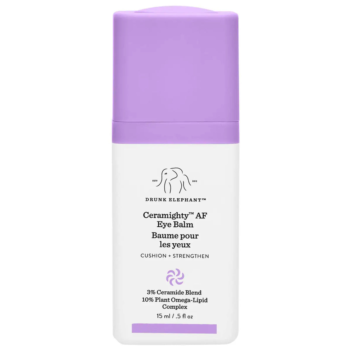 Drunk Elephant Ceramighty AF Eye Cream in 15ml jar, featuring ceramides for nourishing eye skin and reducing signs of aging.
