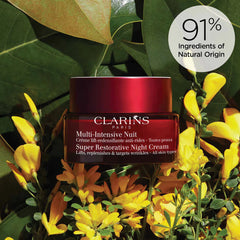 Clarins Super Restorative Anti-Aging Night Moisturizer 50ml jar, smooth cream texture, unopened in packaging.