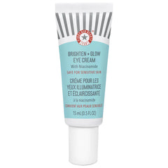 First Aid Beauty Brighten + Glow Eye Cream with Niacinamide in 15ml jar, showcasing the product container and packaging.