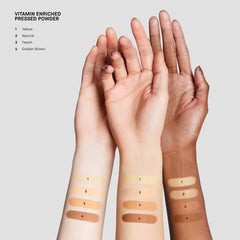 Bobbi Brown Vitamin Enriched Pressed Finishing Powder in yellow, displayed in a compact container with a mirror.