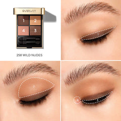 Guerlain Ombres G quad eyeshadow palette in shade 888 Regarde Moi with four neutral and shimmering eyeshadow colors.