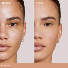 Ilia Skin Rewind blurring foundation and concealer complexion stick in various shades, displayed with the product packaging.