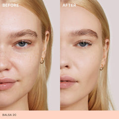 ILIA Skin Rewind Blurring Foundation and Concealer Complexion Stick in various shades, displayed with open and closed sticks.