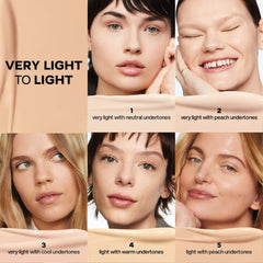Saie Slip Tint Radiant All-Over Concealer in multiple shades, showing sleek packaging and various color options for even skin tone.