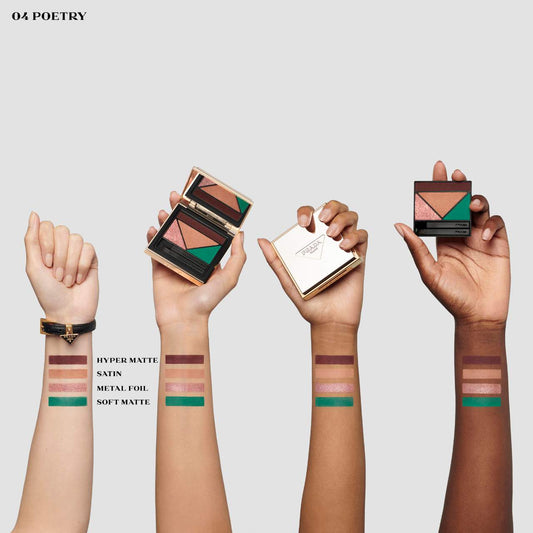 Prada  Dimensions Multi-Effect Refillable Eyeshadow Palette - 04 POETRY - a poem composed by a dusty pink with a hint of billiard green NIB