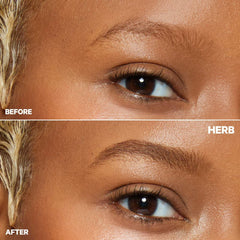 Milk Makeup Kush High Roll defining tubing eyebrow gel in various shades, with a clear container showing the product inside.